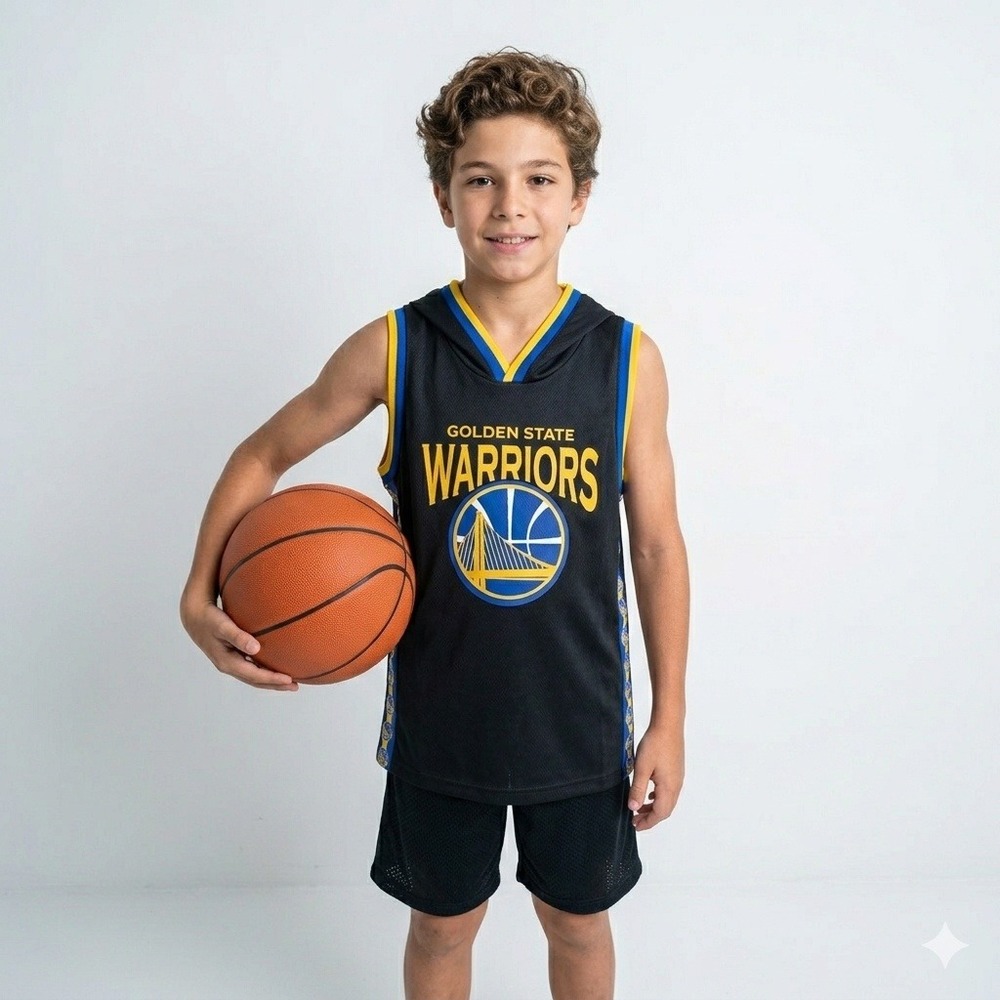 NBA Golden State Warriors Youth Sleeveless Hoodie Jersey Black Size L 14-16